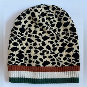 Women’s P.J. Salvage Black and Cream Leopard Print Knit Hat